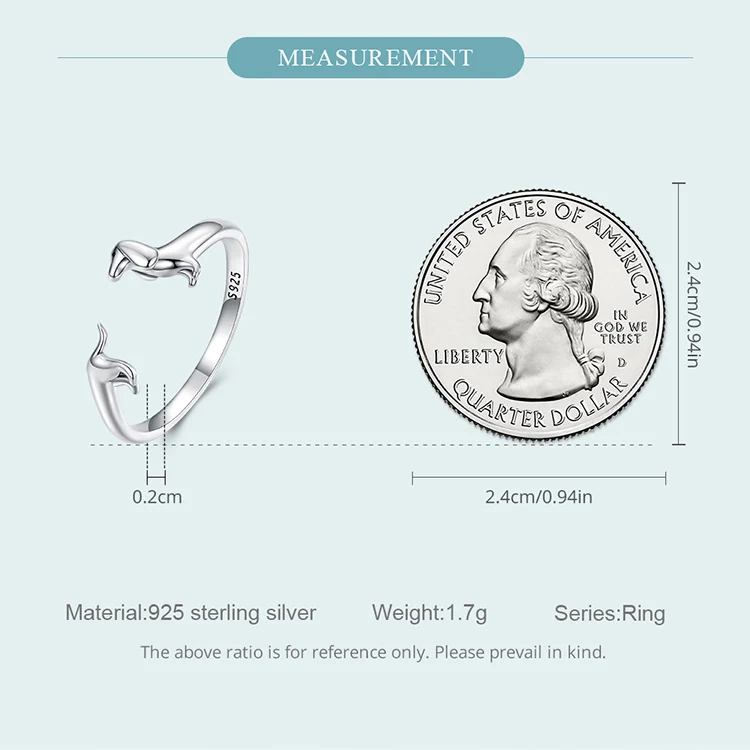 WOSTU 925 Sterling Silver Dachshund Dog Rings Adjustable Cut Animal Open Ring for Women Original Pet Lover Fine Jewelry Gift