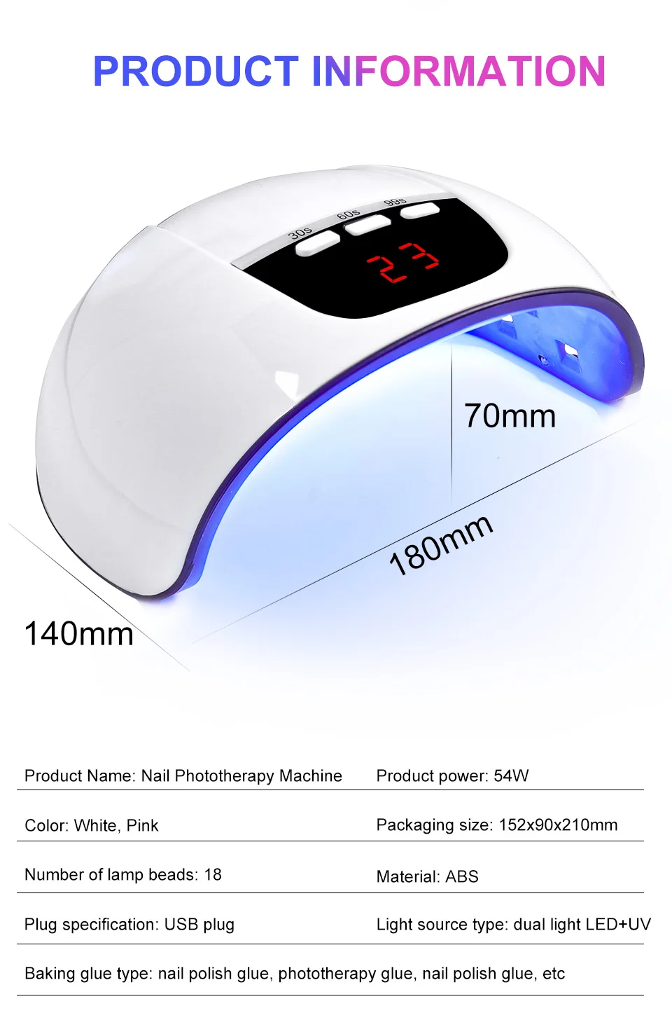 Professional Nail Dryer 18LEDS Infrared Sensor Manicure Nail Lamp for Quick Curing All UV Gel Nail Polish Nail Dryer Salon Tools