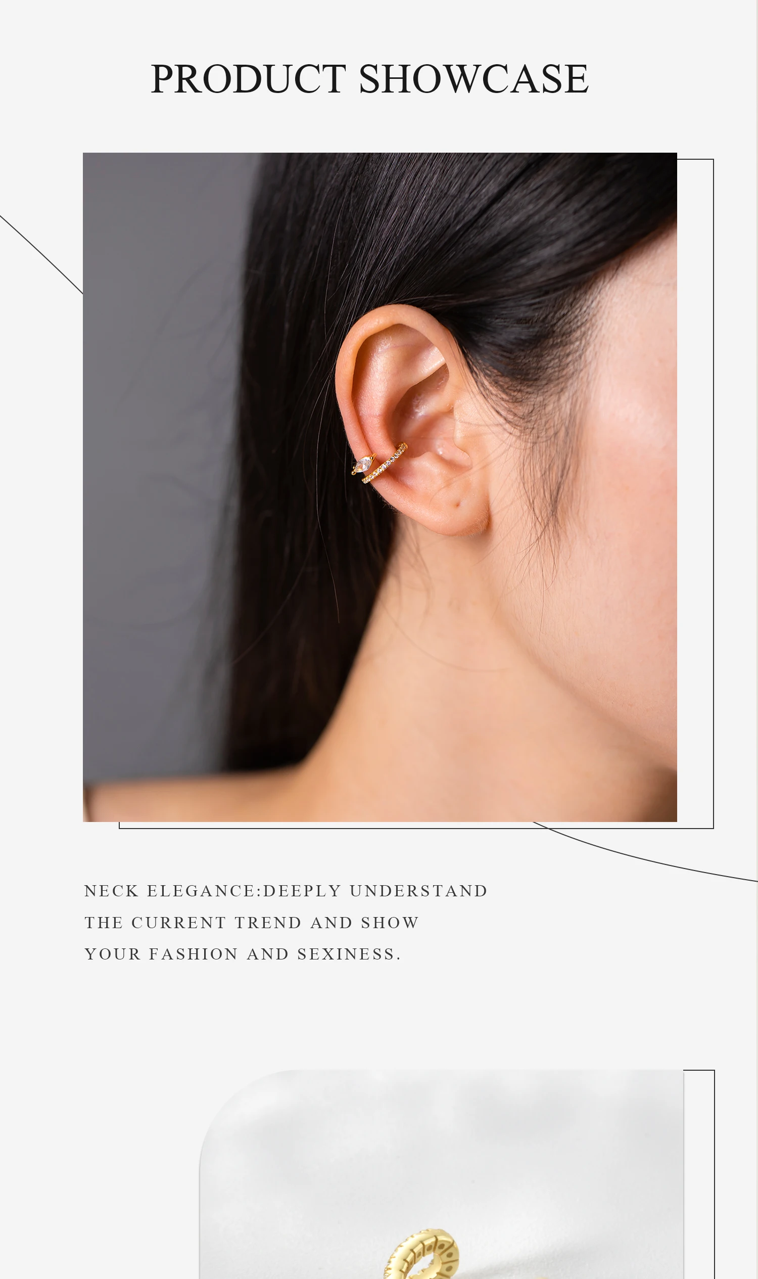 ANDYWEN 925 Sterling Silver 2023 Clear CZ Marqulse Earcuff Cuff Earring Non Piercing Clips Luxury Fine Jewelry Gift