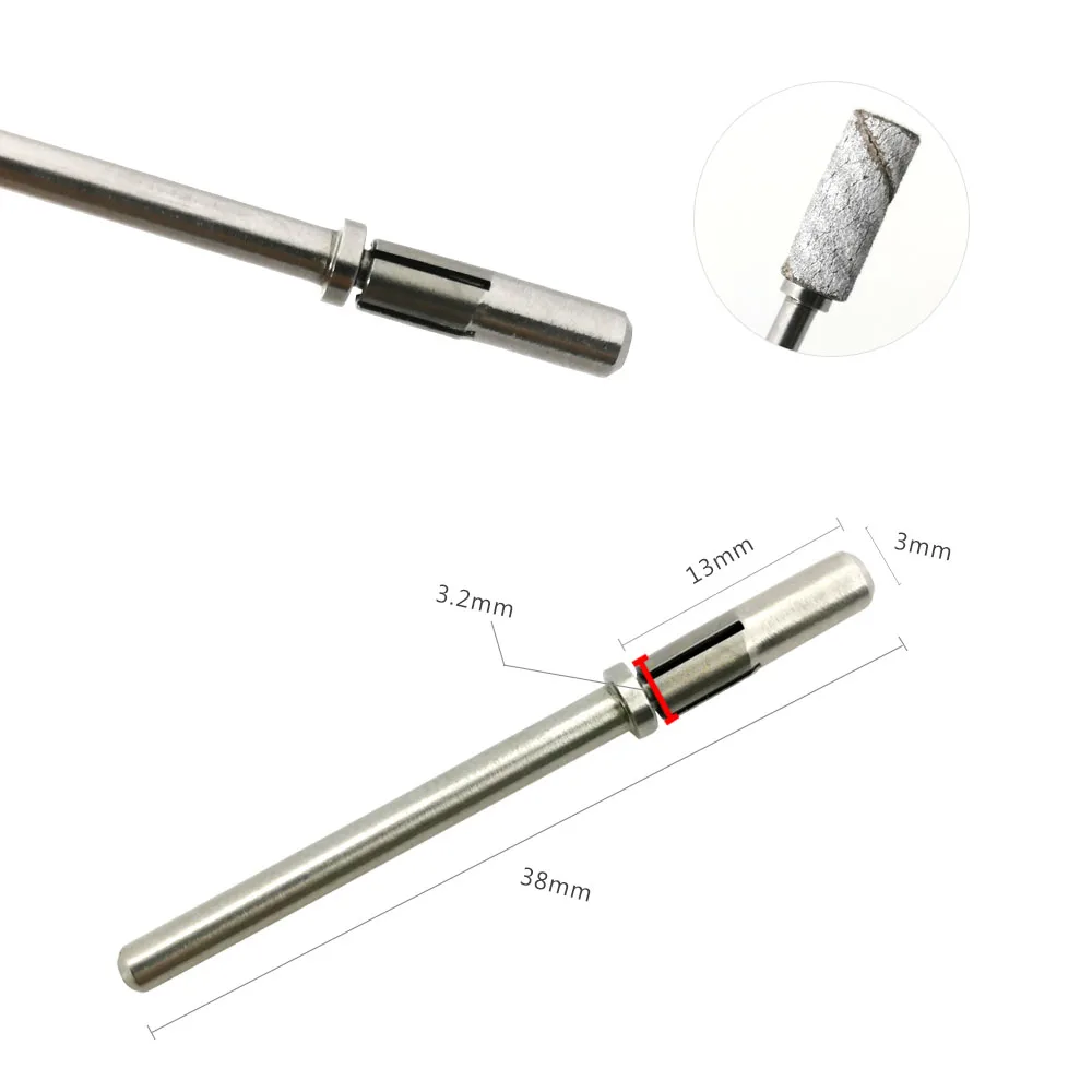 HYTOOS 3mm Mini Stainless Steel Sanding Bands Mandrel 3/32" Shaft Nail Drill Bit Accessories Tool