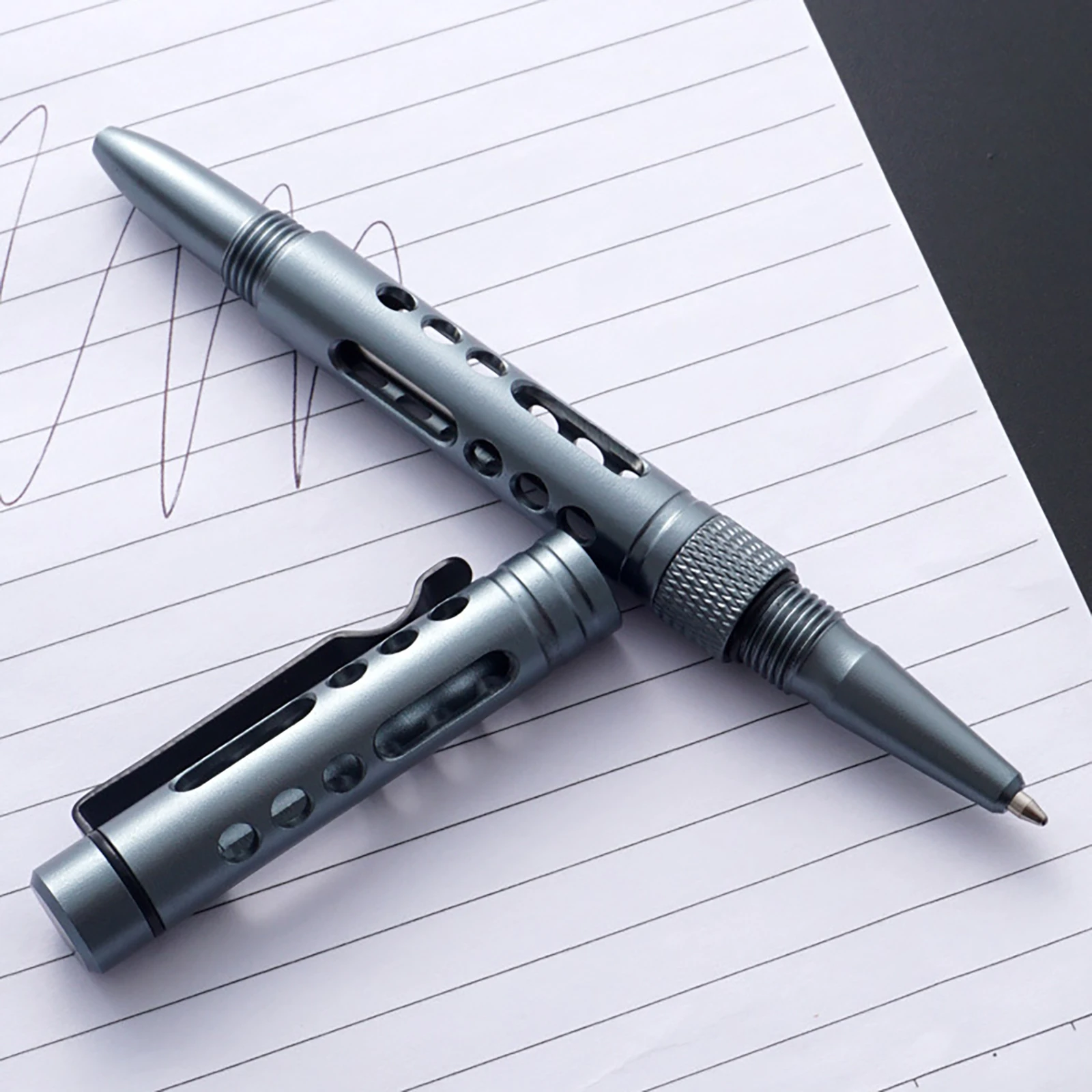 Super Fine Light CNC Aluminum Metal Knock Ballpoint Pen Self Defence Survival Tungsten Breaker EDC