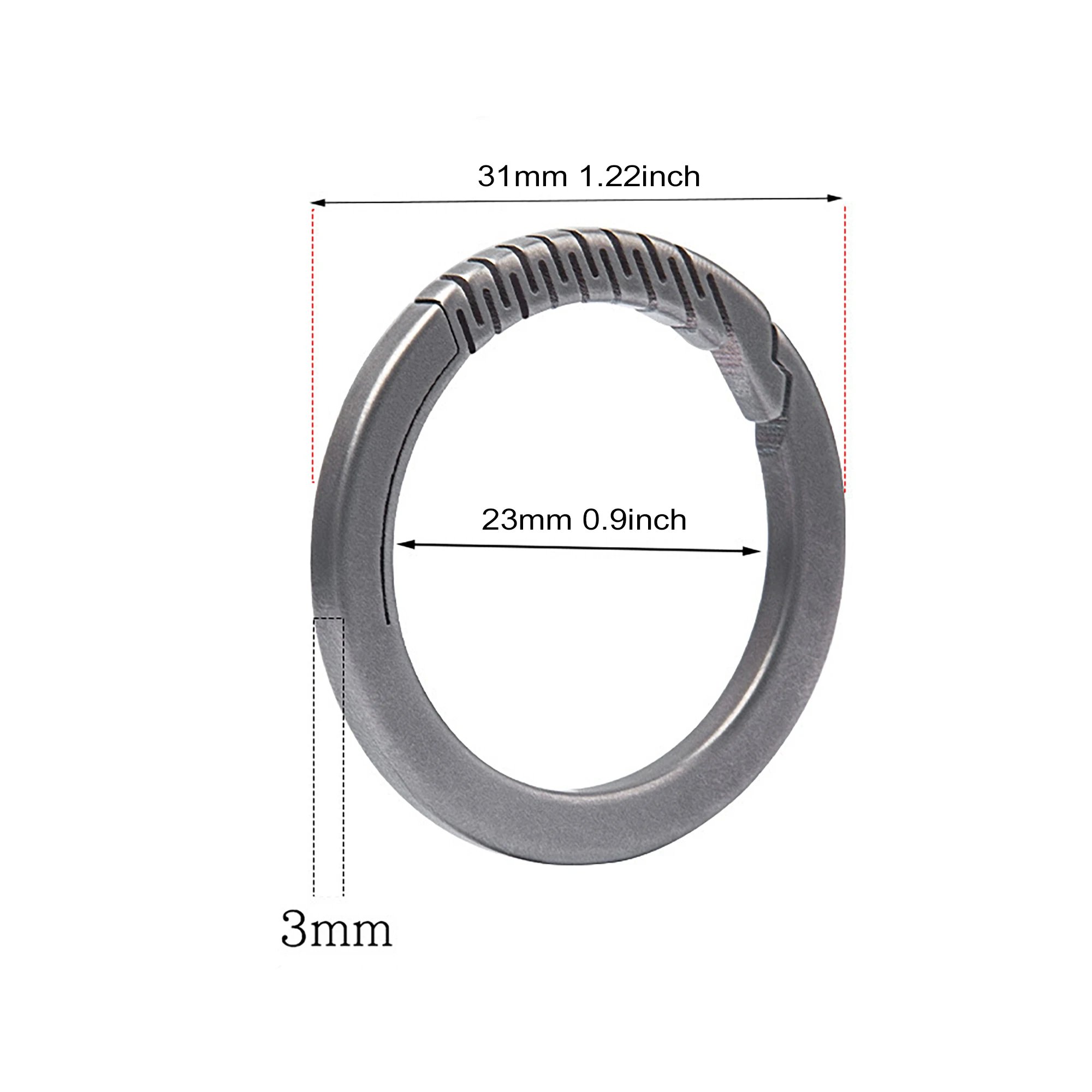 Super fine TC4 Titanium Ti round keychain snap non spring Lock quick release Carabiner shackle leather link Key ring EDC DIY