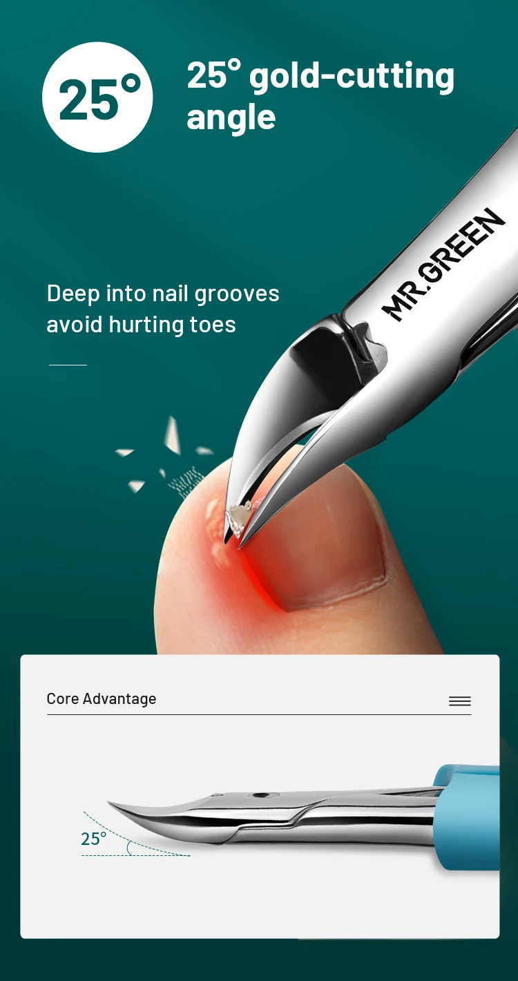 MR.GREEN Toenail Clippers Nail Cutters Professional Pedicure Ingrown Nail Tools Anti-Splash Manicure Sets Stainless Steel