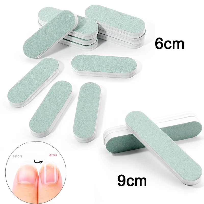 50/100 Pcs/Lot Nail Buffer Polishing Strip Green/White Sanding 600/3000 Sponge Manicure Tools Washable Buffing Blocks for Nails