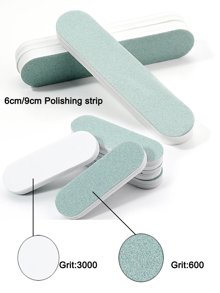 50/100 Pcs/Lot Nail Buffer Polishing Strip Green/White Sanding 600/3000 Sponge Manicure Tools Washable Buffing Blocks for Nails