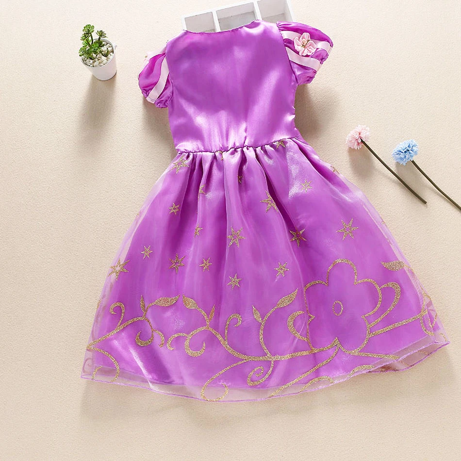 Little Girl Rapunzel Costume Party Fancy Princess Dress Christmas Cosplay Belle Sleeping Beauty Cinderella Carnival Disguise