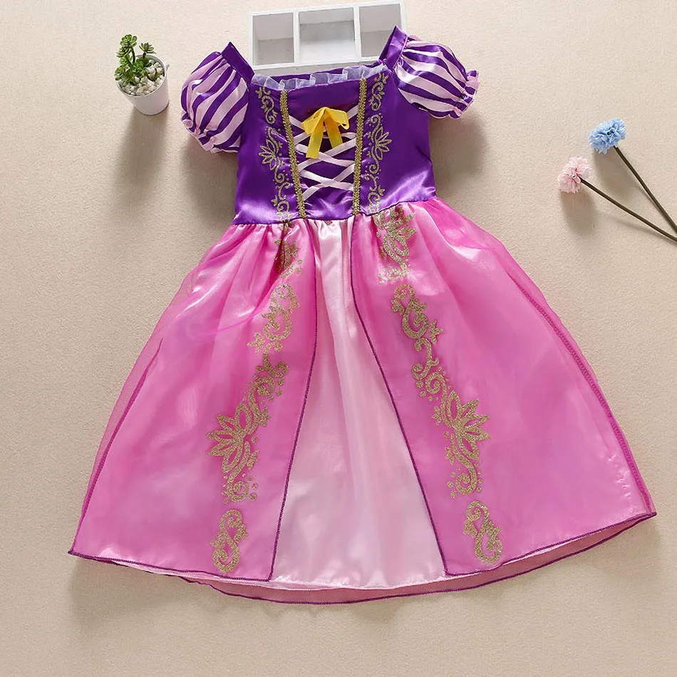 Little Girl Rapunzel Costume Party Fancy Princess Dress Christmas Cosplay Belle Sleeping Beauty Cinderella Carnival Disguise