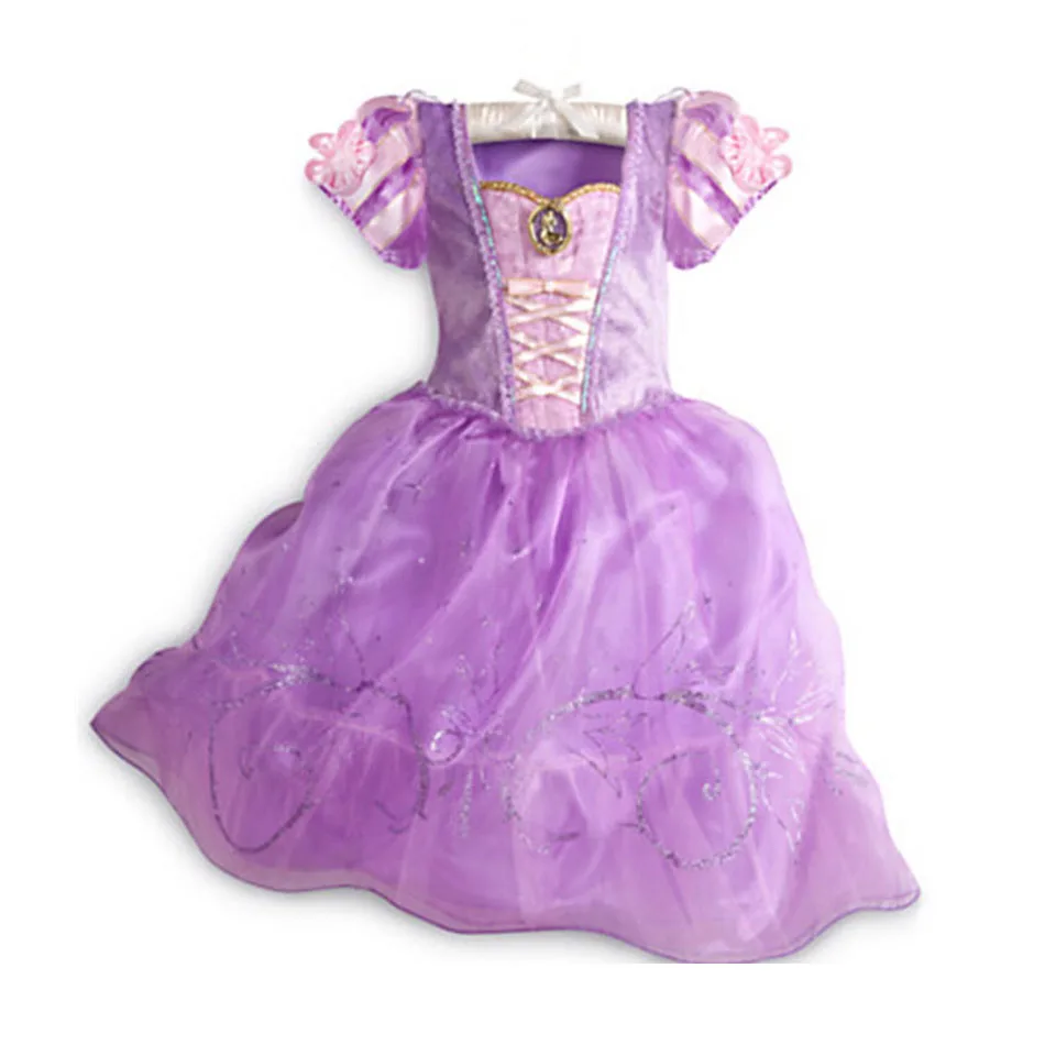 Little Girl Rapunzel Costume Party Fancy Princess Dress Christmas Cosplay Belle Sleeping Beauty Cinderella Carnival Disguise