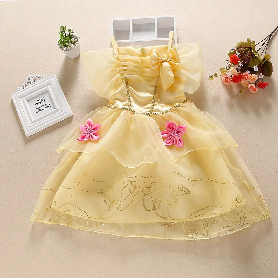 Little Girl Rapunzel Costume Party Fancy Princess Dress Christmas Cosplay Belle Sleeping Beauty Cinderella Carnival Disguise