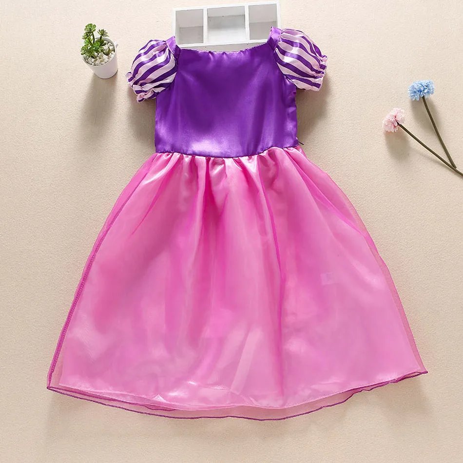 Little Girl Rapunzel Costume Party Fancy Princess Dress Christmas Cosplay Belle Sleeping Beauty Cinderella Carnival Disguise