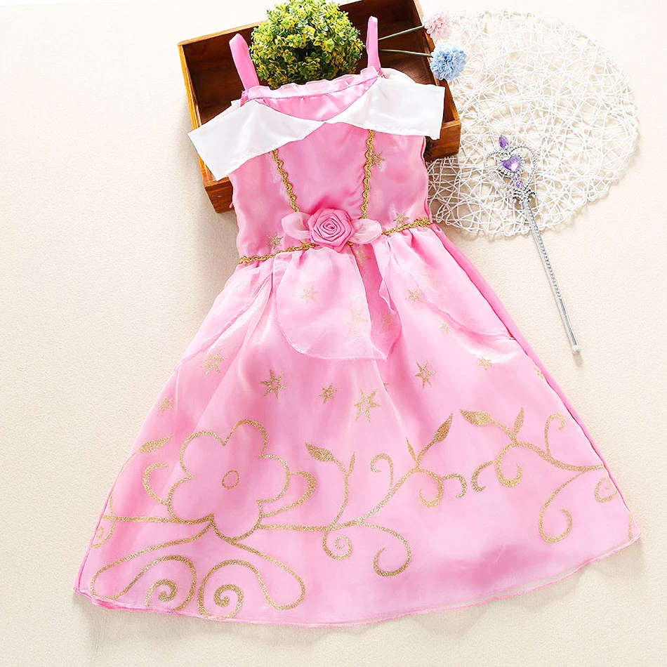 Little Girl Rapunzel Costume Party Fancy Princess Dress Christmas Cosplay Belle Sleeping Beauty Cinderella Carnival Disguise