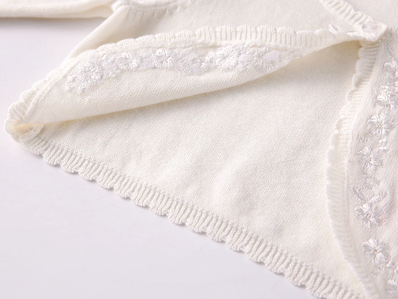 Spring and Autumn Newborn Baby Girl Shawl Cotton Sweater Knit Sweater Embroidered Thin Knitted Jacket