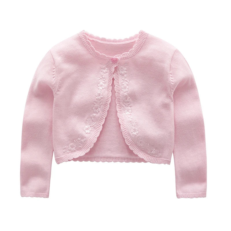 Spring and Autumn Newborn Baby Girl Shawl Cotton Sweater Knit Sweater Embroidered Thin Knitted Jacket