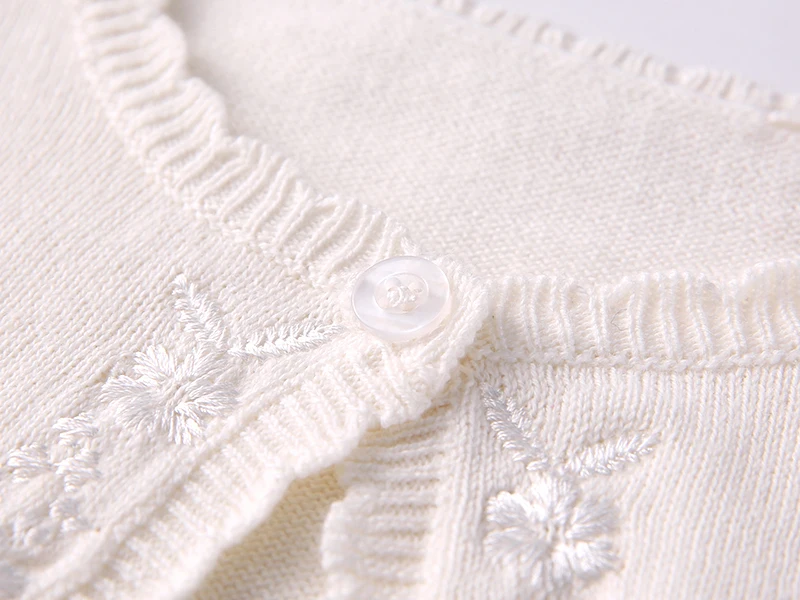 Spring and Autumn Newborn Baby Girl Shawl Cotton Sweater Knit Sweater Embroidered Thin Knitted Jacket