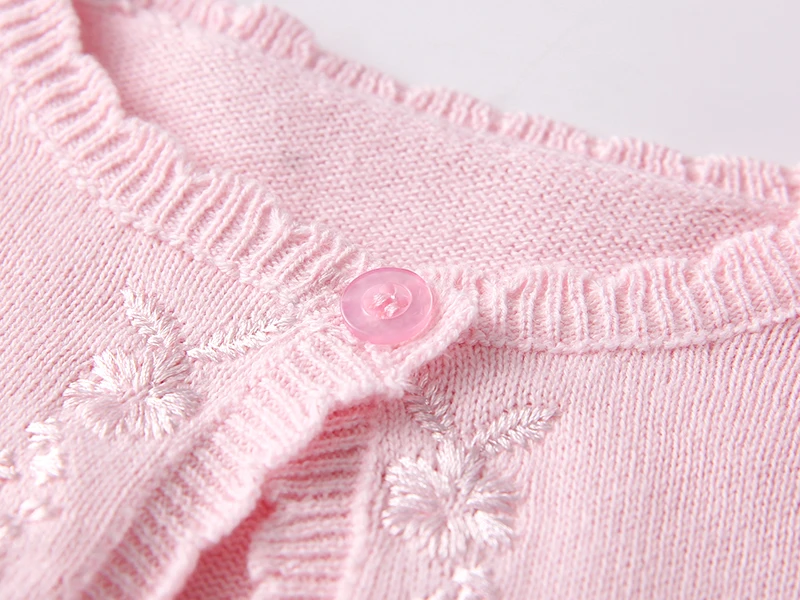 Spring and Autumn Newborn Baby Girl Shawl Cotton Sweater Knit Sweater Embroidered Thin Knitted Jacket