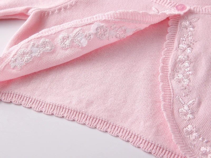 Spring and Autumn Newborn Baby Girl Shawl Cotton Sweater Knit Sweater Embroidered Thin Knitted Jacket