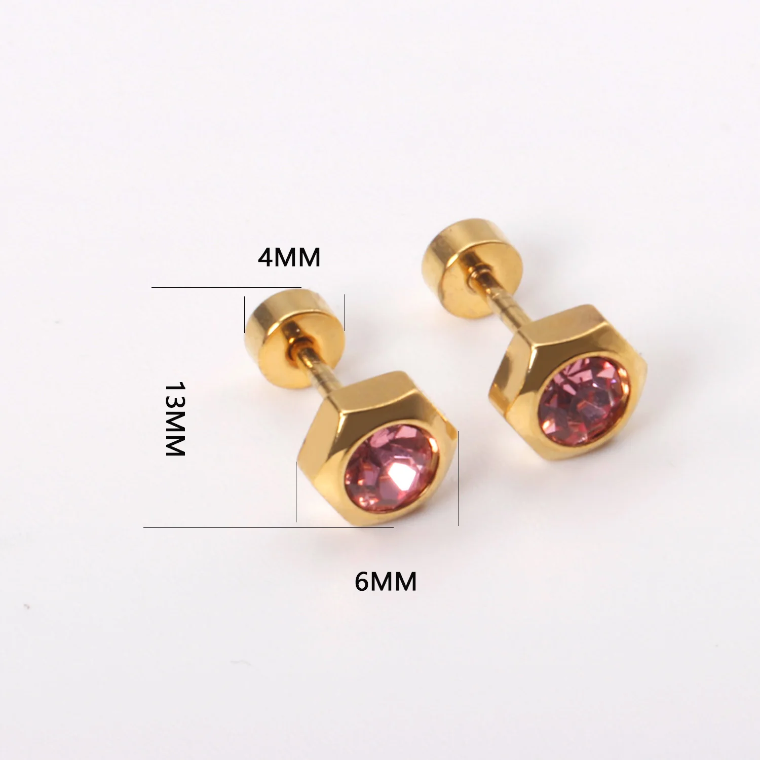 12 Pairs Geometry Earrings 316L Stainless Steel Anti-allergy Cubic Zirconia Party Women Jewelry Accessories Wedding Gift
