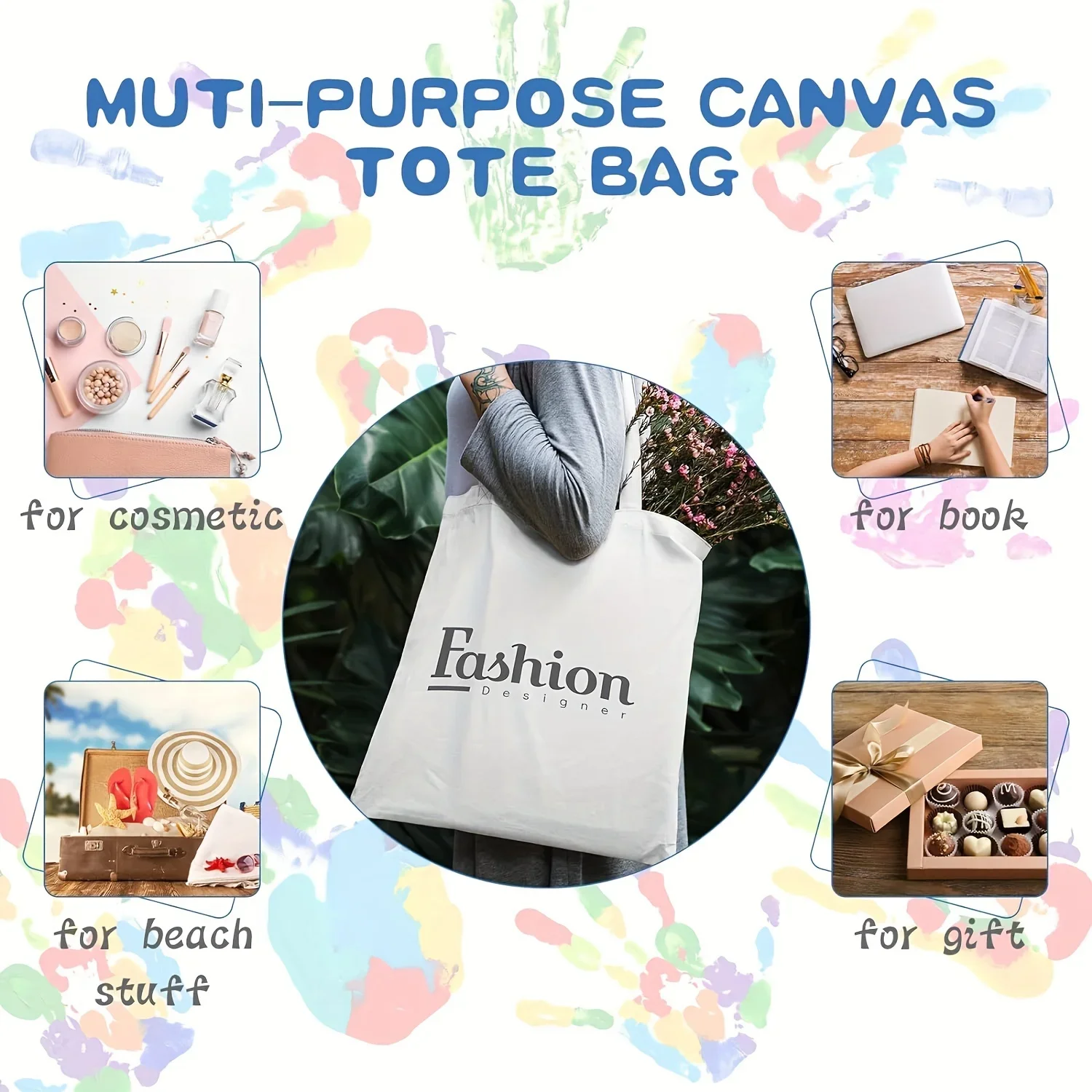 6 Pack Blank Sublimation Tote Bags for Heat Transfer, Reusable DIY Canvas Bags for Vinyl & Press Projects