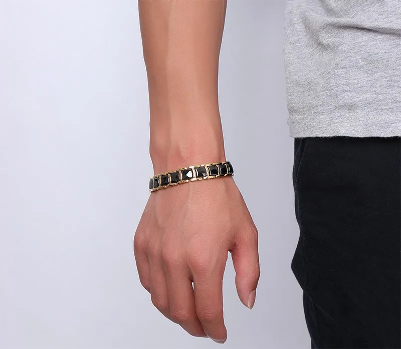 Men's Ceramic Titanium Steel Bracelet Hematite Magnetic Bracelet Anion Anti-Radiation Therapy Bracelet