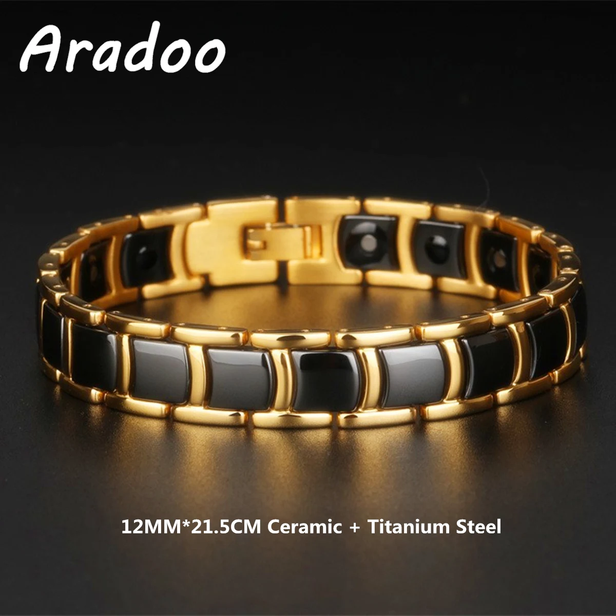 Men's Ceramic Titanium Steel Bracelet Hematite Magnetic Bracelet Anion Anti-Radiation Therapy Bracelet