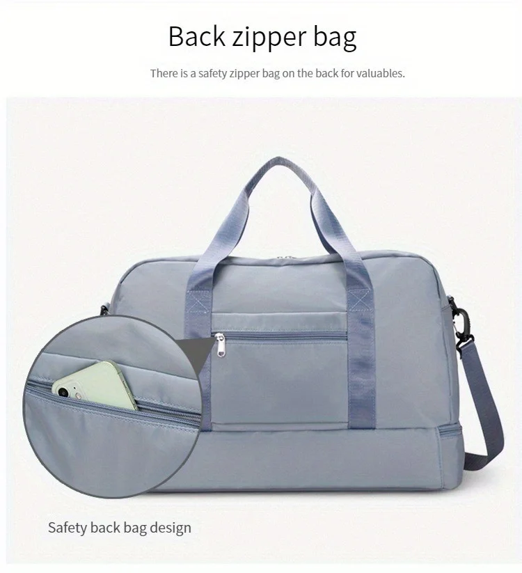 Expandable Travel Duffle Bag for Women, Sports Handbag, Fitness Bag, Large Capacity, One Shoulder Weekend Overnight Bag