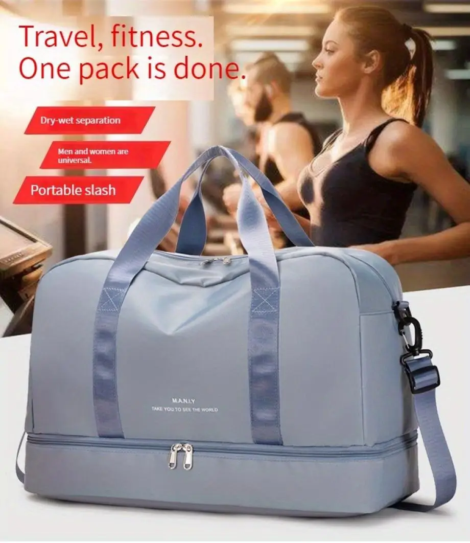 Expandable Travel Duffle Bag for Women, Sports Handbag, Fitness Bag, Large Capacity, One Shoulder Weekend Overnight Bag