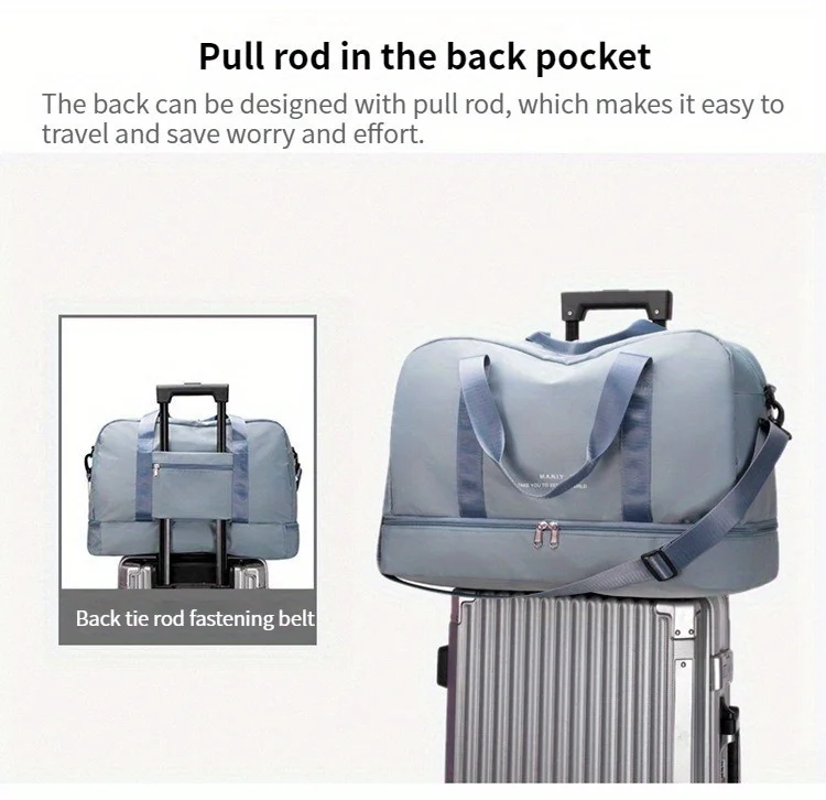 Expandable Travel Duffle Bag for Women, Sports Handbag, Fitness Bag, Large Capacity, One Shoulder Weekend Overnight Bag