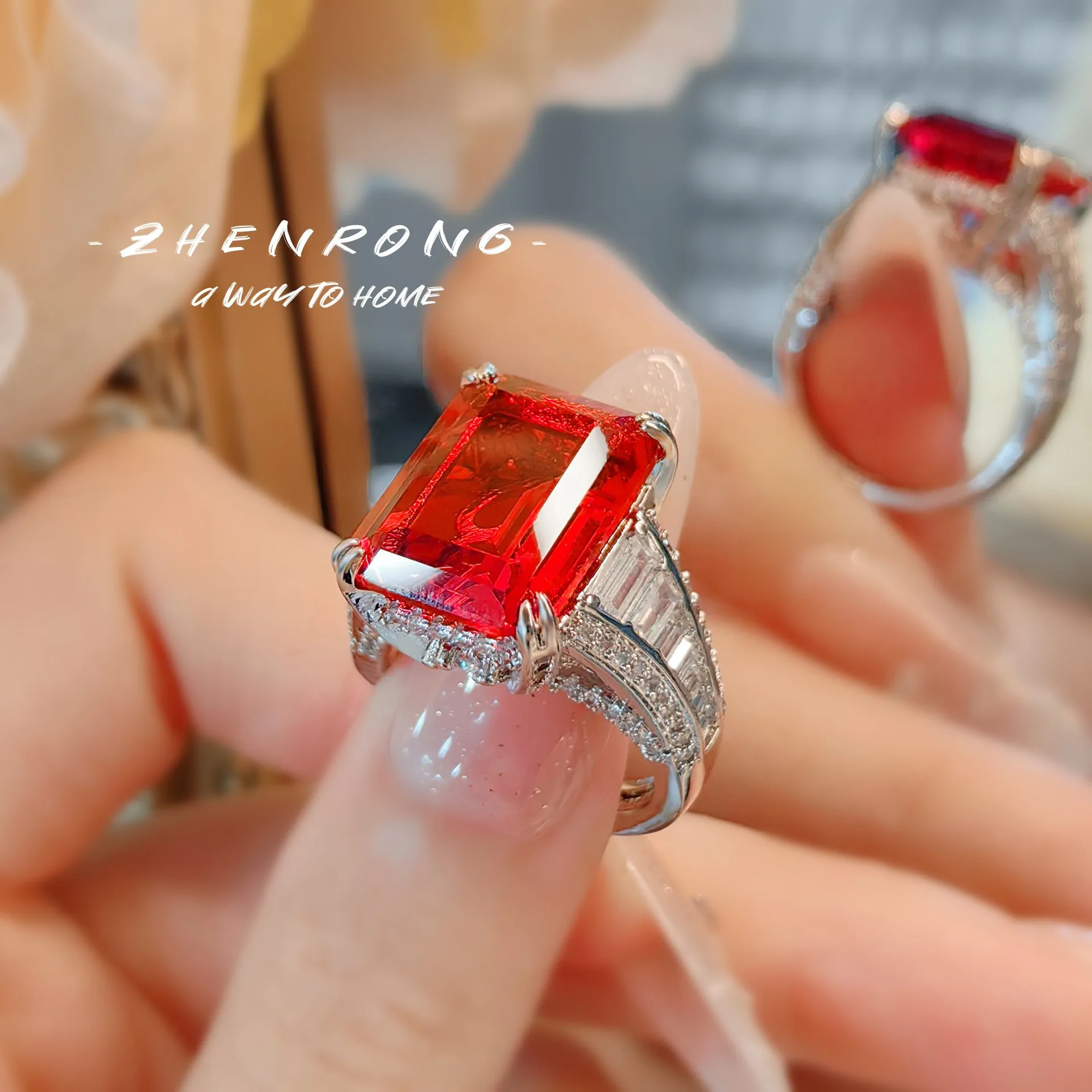 Foydjew Luxury Retro Large Carat Paraiba Green Tourmaline Rings Simple Cold Style Women's Finger Accessories