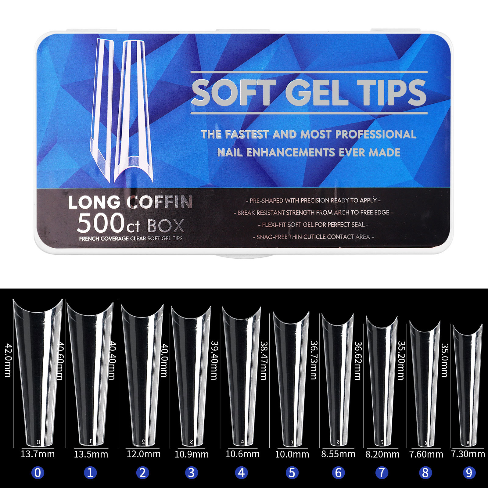 400/440/500/550pcs/lot Mixed Size Ballet Almond False Nails Press On Nail Transparent Givrage Ultrathin Full Cover Nails Tips