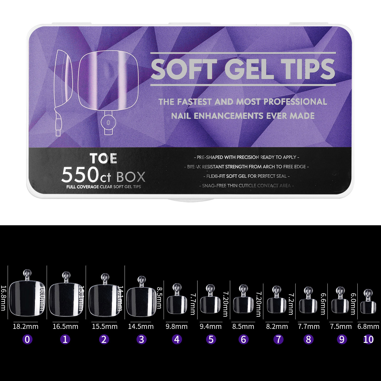 400/440/500/550pcs/lot Mixed Size Ballet Almond False Nails Press On Nail Transparent Givrage Ultrathin Full Cover Nails Tips