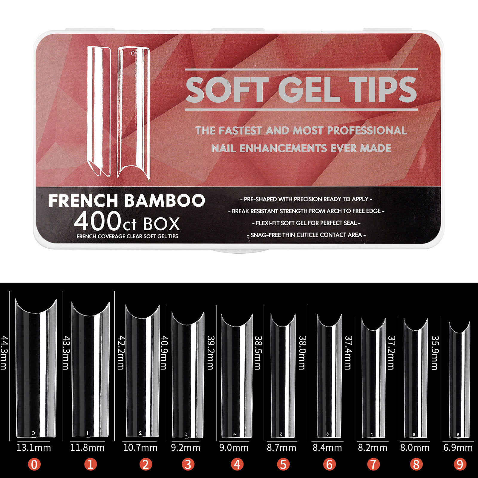 400/440/500/550pcs/lot Mixed Size Ballet Almond False Nails Press On Nail Transparent Givrage Ultrathin Full Cover Nails Tips