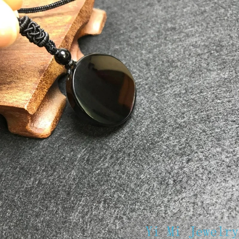 Natural Genuine Obsidian Life Tree Necklace Pendant Healing Crystal Guardian Jade Pendant Male and Female Jade Necklace Jewelry