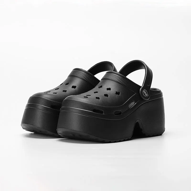 Women's Wedges Heel Sandals Summer 2026 Closed Toe Chunky Platform Sandalias Mujer Hollow Out Thick Sole Non-slip Slides Ladies