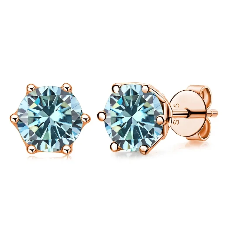 0.5ct-1ct D Color Certified Moissanite Stud Earrings Lab Created Diamond 925 Sterling Silver Gold Plated Wedding Jewelry