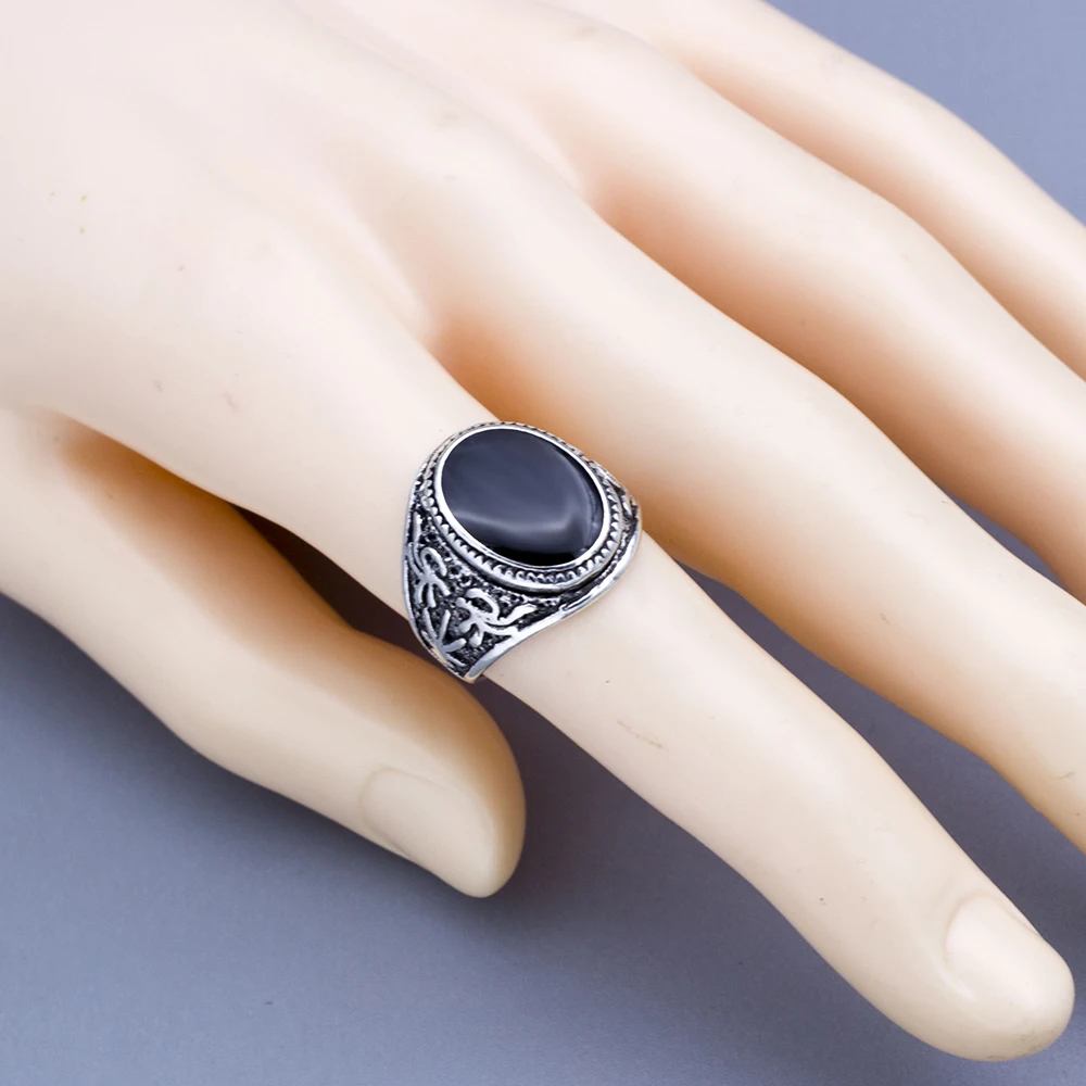 Wholesale Lots 20pcs Design Mix Black Enamel Stone Rings For Men Vintage Man Ring Retro Punk Alloy Jewelry Party Gift
