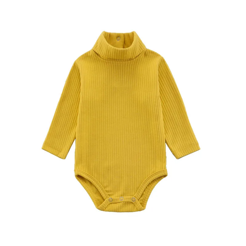 2 Pcs Cotton Baby Bodysuits Girl Rompers Boy Jumpsuit Toddler Jumper Body Long Sleeve Turtle Neck High Collar Autumn Winter