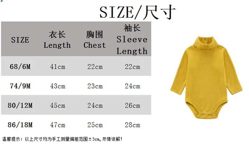2 Pcs Cotton Baby Bodysuits Girl Rompers Boy Jumpsuit Toddler Jumper Body Long Sleeve Turtle Neck High Collar Autumn Winter
