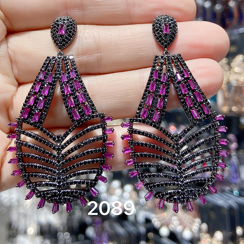 Designer Women's Earrings Luxury Jewelry Cubic Zirconia Water Drop Hoop Dangle Earrings for Women Party Jewelry Purple Gift