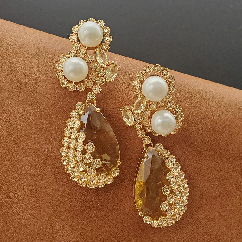 Designer Women's Earrings Luxury Jewelry Cubic Zirconia Water Drop Hoop Dangle Earrings for Women Party Jewelry Purple Gift