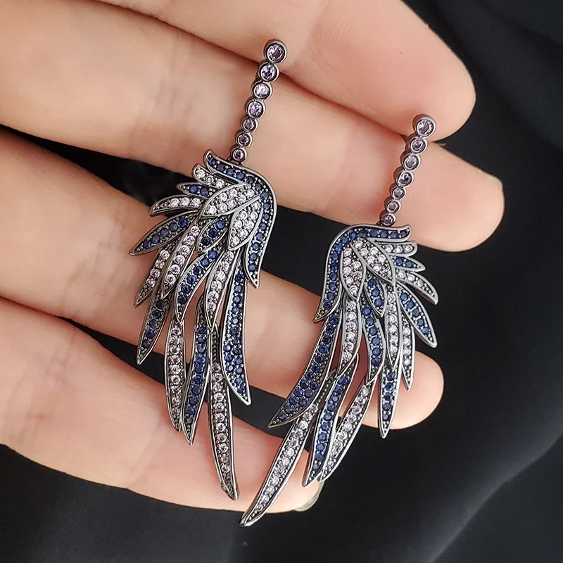 Designer Women's Earrings Luxury Jewelry Cubic Zirconia Water Drop Hoop Dangle Earrings for Women Party Jewelry Purple Gift