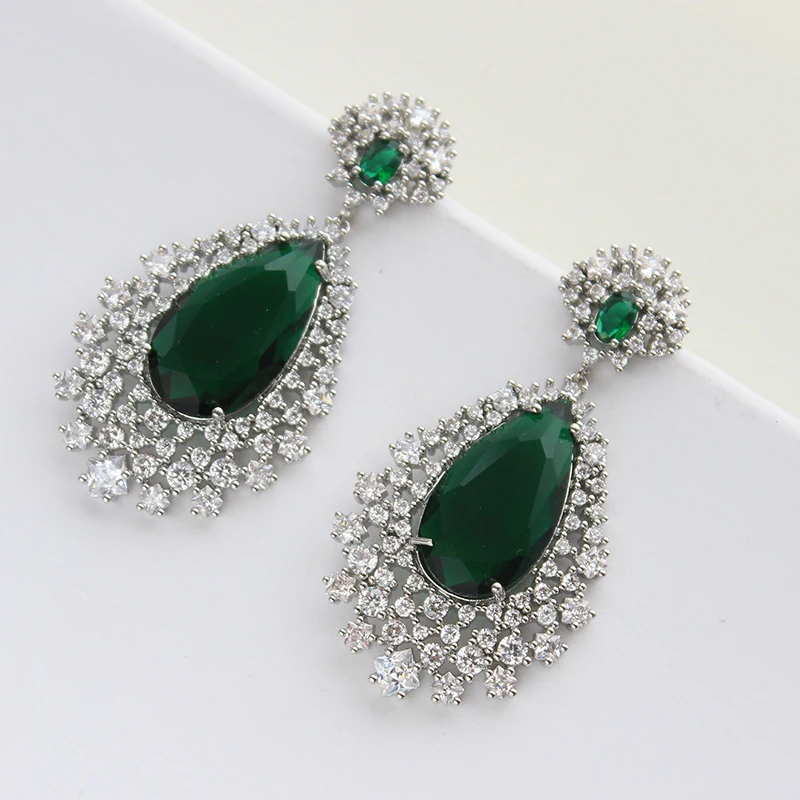 Designer Women's Earrings Luxury Jewelry Cubic Zirconia Water Drop Hoop Dangle Earrings for Women Party Jewelry Purple Gift