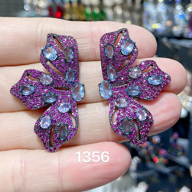 Designer Women's Earrings Luxury Jewelry Cubic Zirconia Water Drop Hoop Dangle Earrings for Women Party Jewelry Purple Gift
