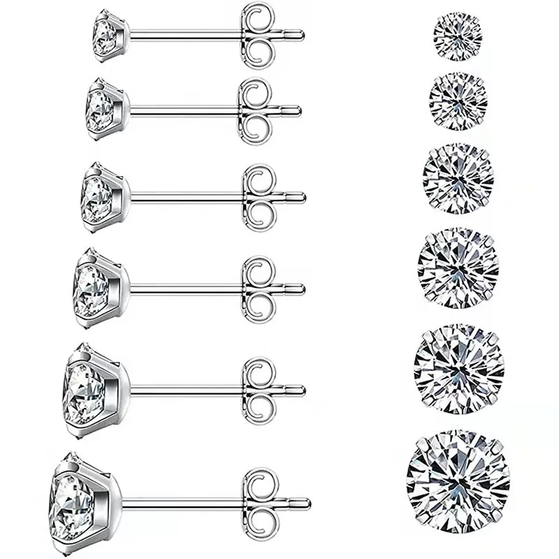 50pcs Body Piercing jewelry- Shine AAA CZ All Stainless Steel Women/Men Earring Ear Studs Helix Cartilage Bar Ear Piercing