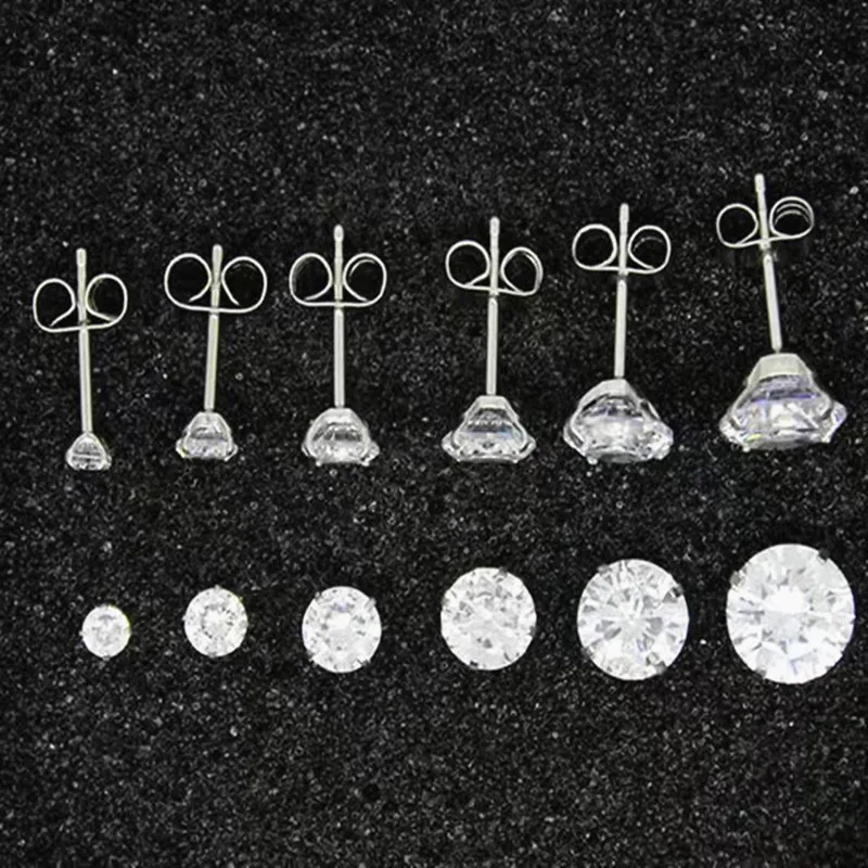50pcs Body Piercing jewelry- Shine AAA CZ All Stainless Steel Women/Men Earring Ear Studs Helix Cartilage Bar Ear Piercing
