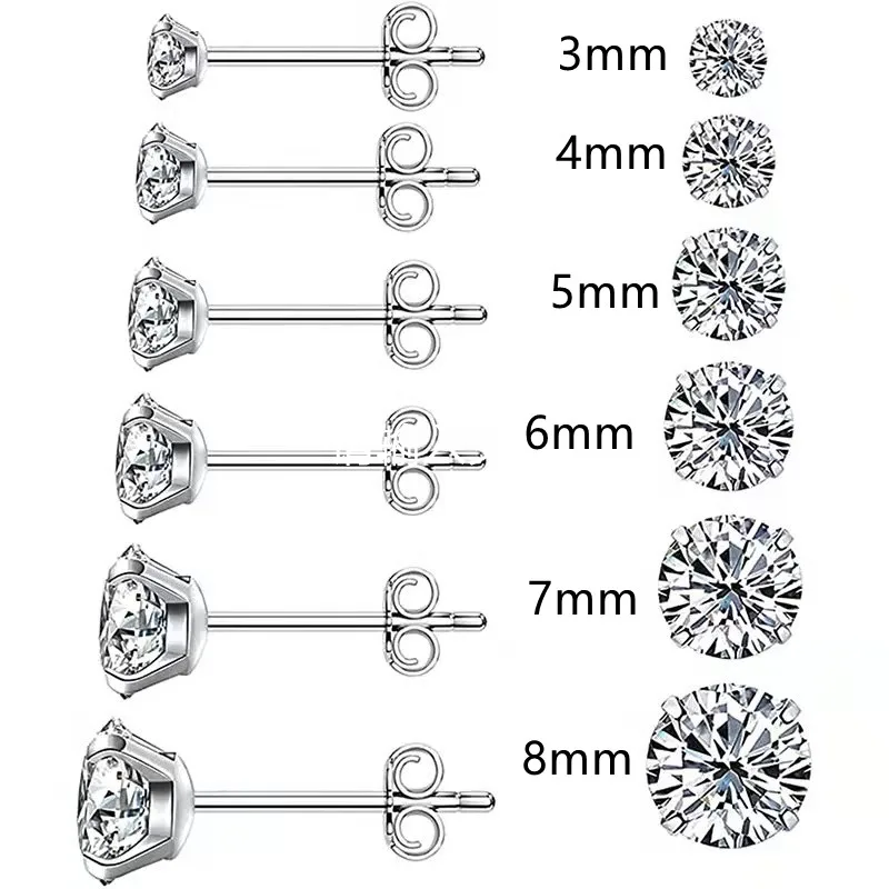 50pcs Body Piercing jewelry- Shine AAA CZ All Stainless Steel Women/Men Earring Ear Studs Helix Cartilage Bar Ear Piercing