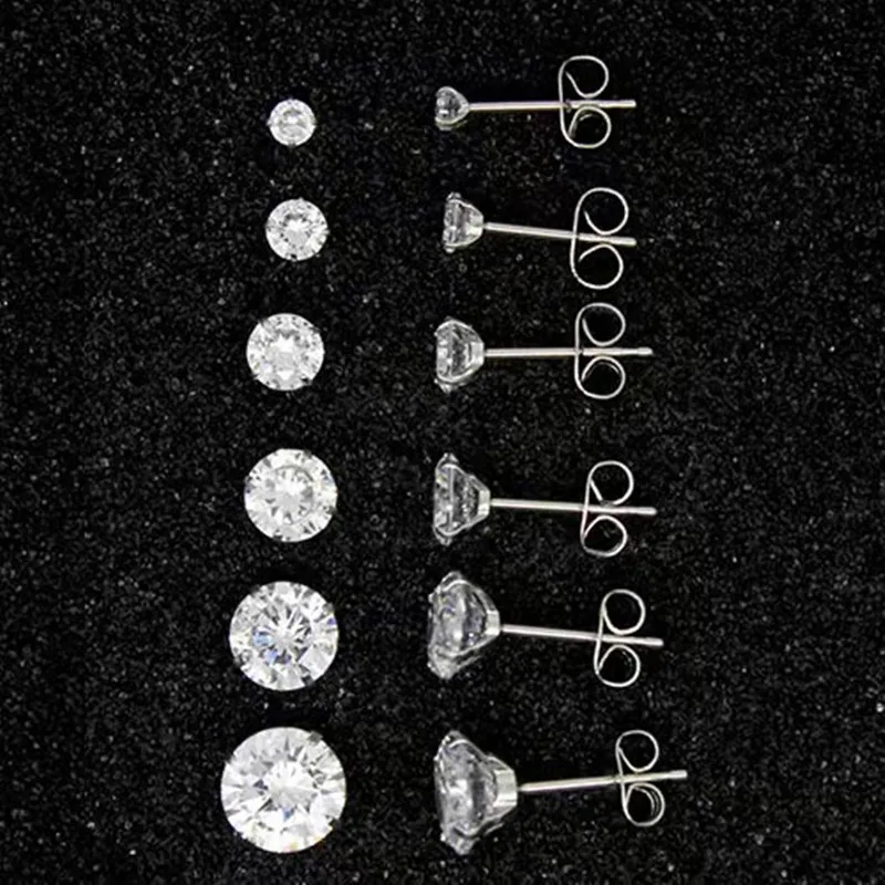 50pcs Body Piercing jewelry- Shine AAA CZ All Stainless Steel Women/Men Earring Ear Studs Helix Cartilage Bar Ear Piercing