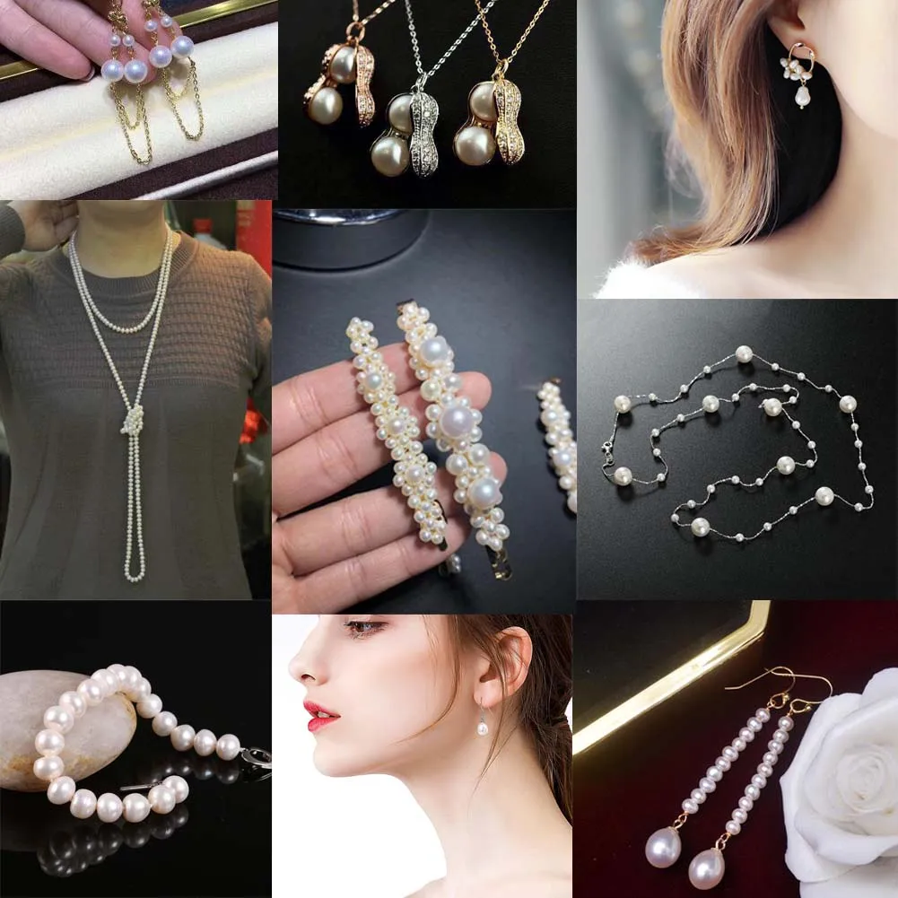 Natural Black Freshwater Pearl Beads High Quality Dyeing Nearly Round Shape Punch Loose for Jewelry Making DIY Necklace Bracelet