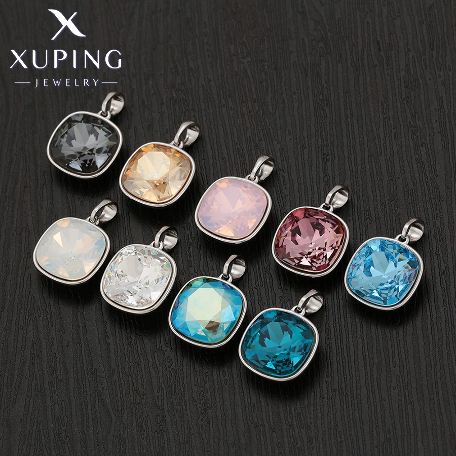 Xuping Jewelry Charm Square Fashion Elegant Crystal Pendant Necklace of Rhodium Color for Women Party Gift A00622005