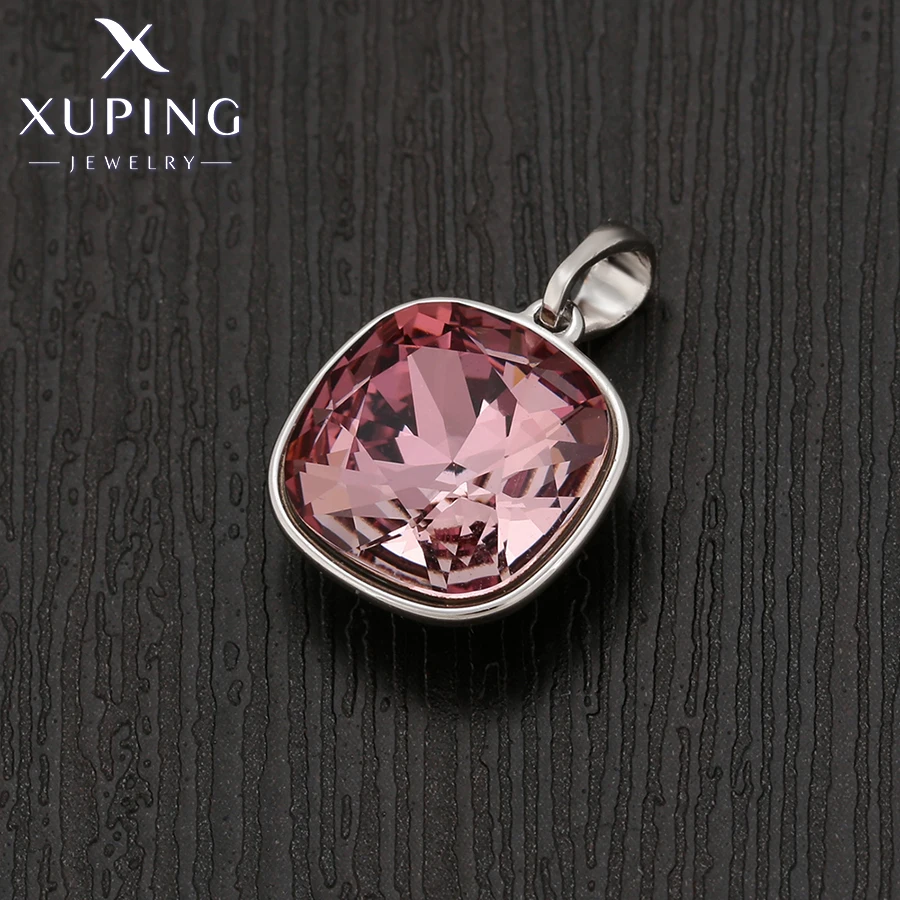 Xuping Jewelry Charm Square Fashion Elegant Crystal Pendant Necklace of Rhodium Color for Women Party Gift A00622005