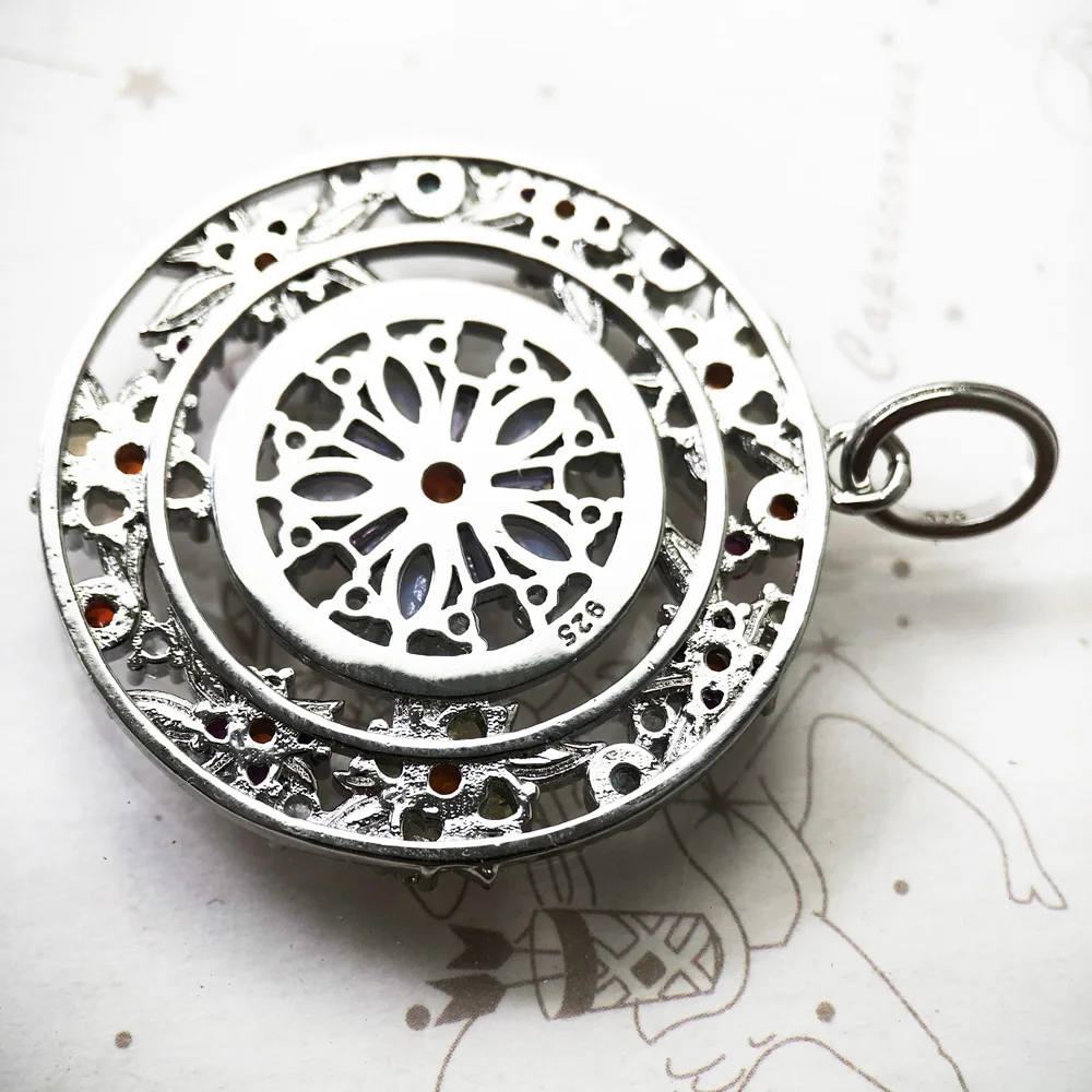 Pendant Colourful Stones Flowers Amulet Brand Fine Jewelry Europe 925 Sterling Silver Bohemia Gift For Woman